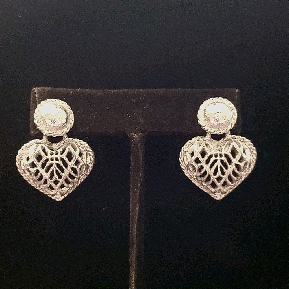 Nice Silver Toned Heart Dangle Earrings